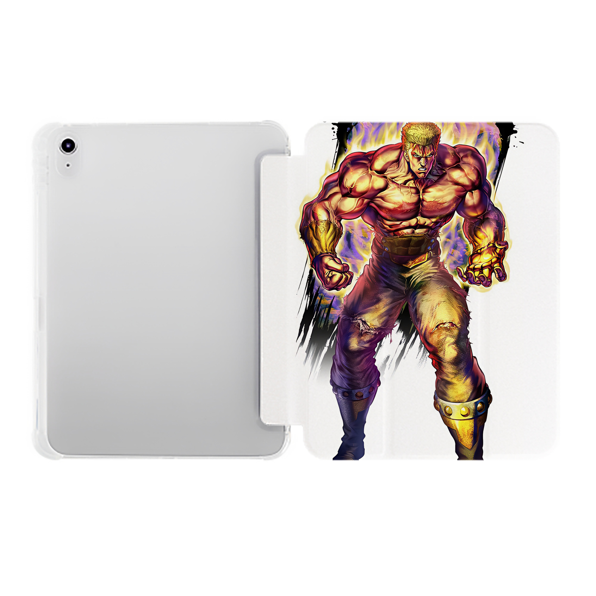 （画像用） 北斗の拳 Fist of the North Star IPad ケース ペン収納付き 三つ折りスタンド PUレザー×シリコン 対応機種9.5/10.5/10.9インチ